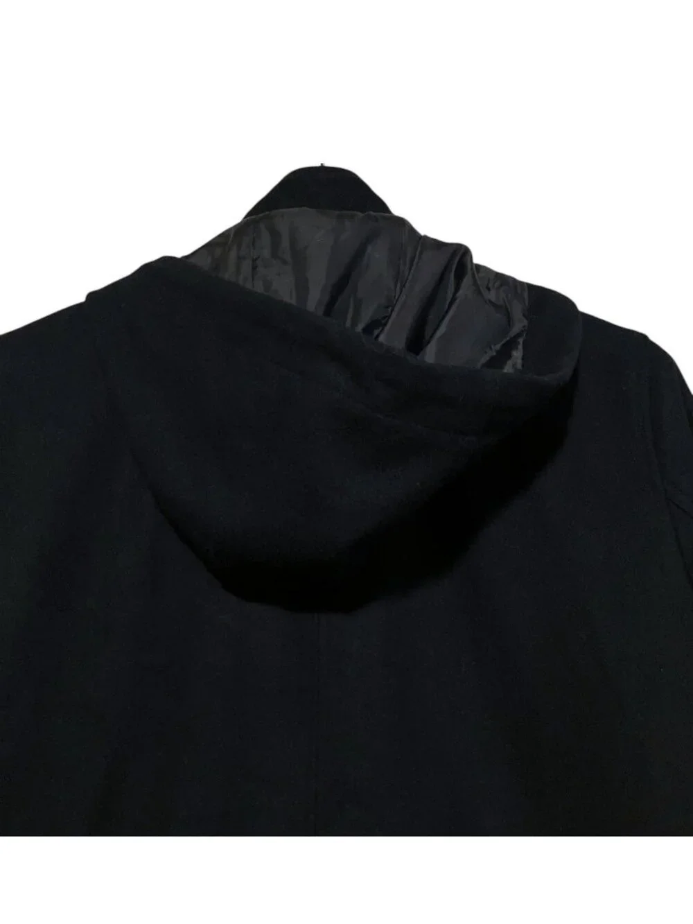 Mens Wool Blend Jacket M Removable Hood Recycled Wool Minimalist Outdoor Hiking